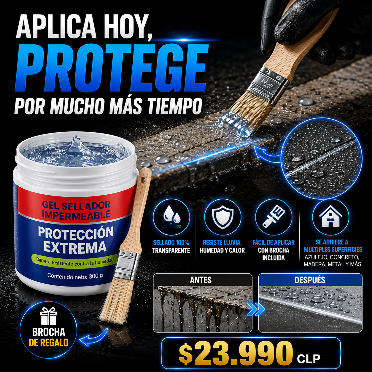 DETEN LAS FILTRACIONES ANTES DE LAS LLUVIAS-SELLA GOTERAS EN MINUTOS+ BROCHA DE REGALO