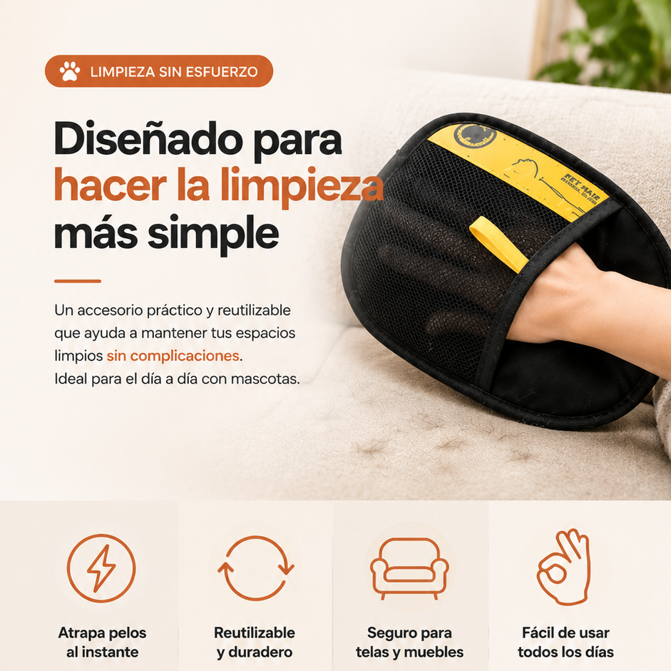 GUANTE QUITA PELOS MASCOTAS PREMIUM